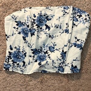 Sienna Sky Blue Floral Crop Top